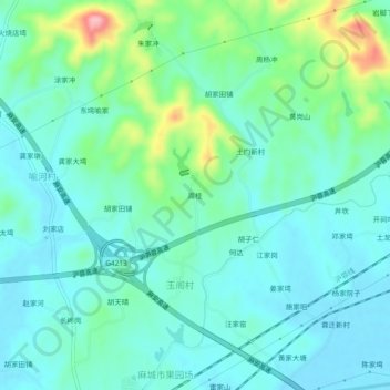 Topografische Karte 周桂, Höhe, Relief