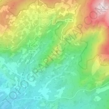 Topografische Karte Trevejo, Höhe, Relief