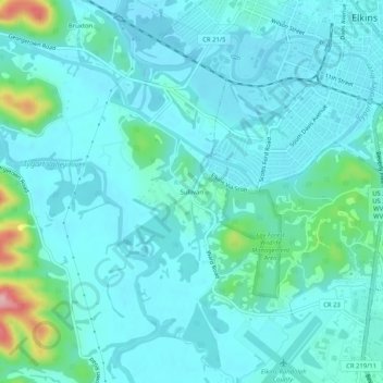 Topografische Karte Sullivan, Höhe, Relief
