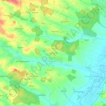 Topografische Karte Ellersberg, Höhe, Relief