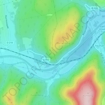 Topografische Karte Rocher du Corbeau, Höhe, Relief