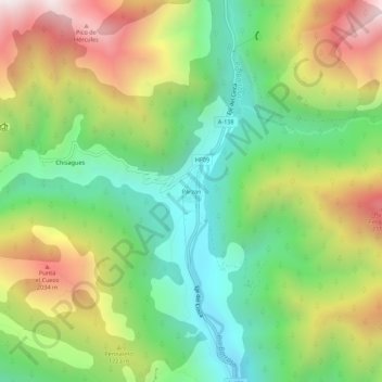 Topografische Karte Parzán, Höhe, Relief