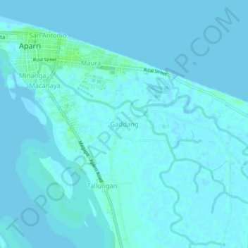 Topografische Karte Gaddang, Höhe, Relief