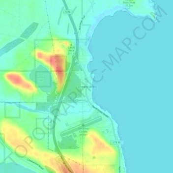 Topografische Karte Evergreen Shores, Höhe, Relief