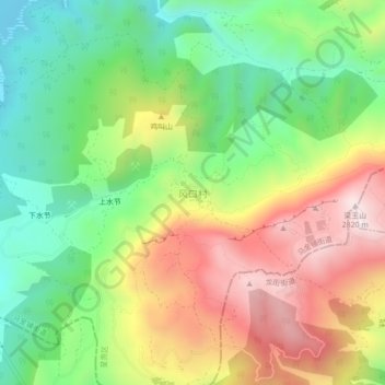 Topografische Karte 风口村, Höhe, Relief