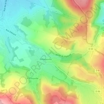 Topografische Karte Hectel, Höhe, Relief