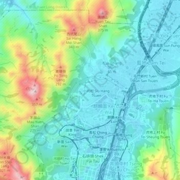 Topografische Karte 寶塘下, Höhe, Relief