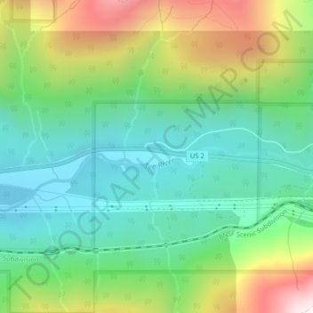 Topografische Karte Tye, Höhe, Relief