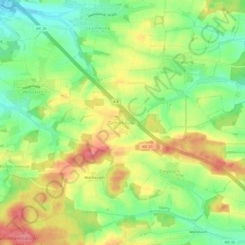 Topografische Karte Tattenhausen, Höhe, Relief