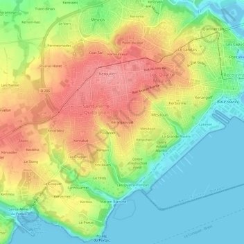 Topografische Karte Kérargaouyat, Höhe, Relief