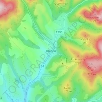 Topografische Karte Kľačno, Höhe, Relief