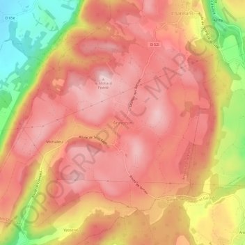 Topografische Karte Annoisin, Höhe, Relief