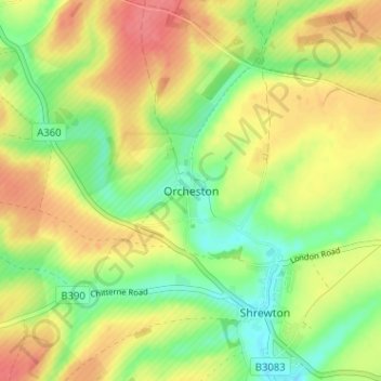 Topografische Karte Orcheston, Höhe, Relief