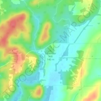 Topografische Karte Lavender Hill, Höhe, Relief