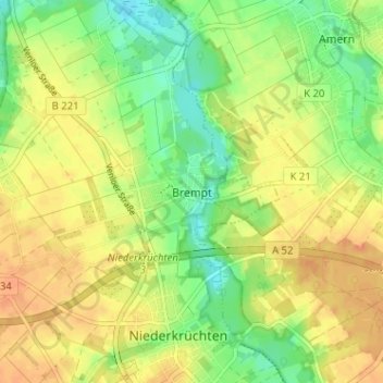 Topografische Karte Brempt, Höhe, Relief