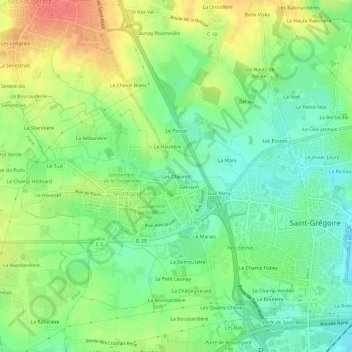 Topografische Karte Les Chèvres, Höhe, Relief