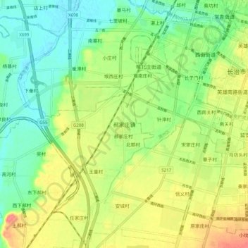 Topografische Karte 郝家庄镇, Höhe, Relief