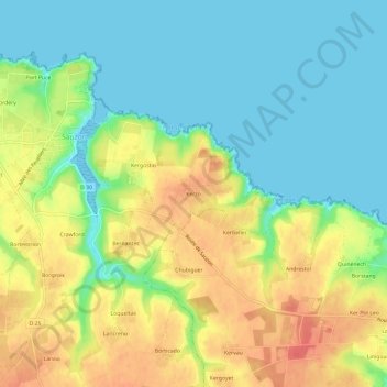 Topografische Karte Kerzo, Höhe, Relief