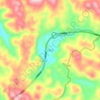 Topografische Karte 小潮堡, Höhe, Relief