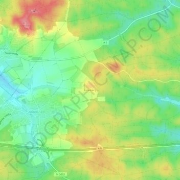 Topografische Karte Axtesberg, Höhe, Relief