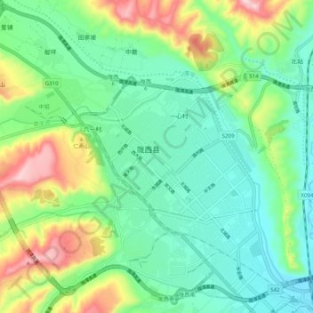 Topografische Karte 巩昌镇, Höhe, Relief
