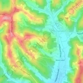 Topografische Karte Rehbach, Höhe, Relief