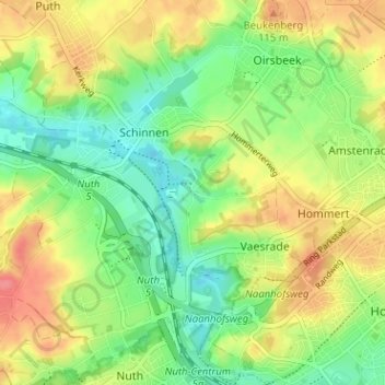 Topografische Karte Thull, Höhe, Relief