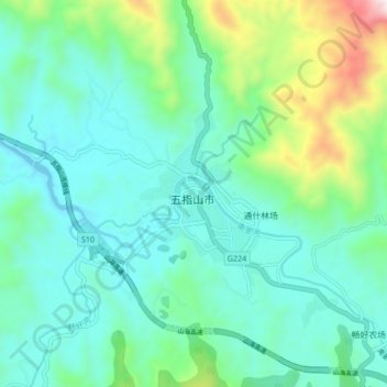 Topografische Karte 通什镇, Höhe, Relief