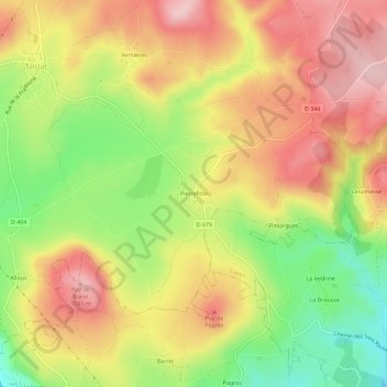 Topografische Karte Pierrefitte, Höhe, Relief