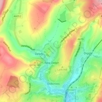 Topografische Karte Dale, Höhe, Relief
