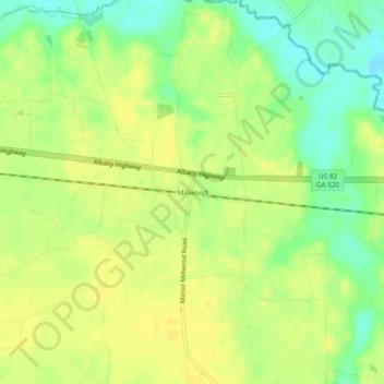 Topografische Karte Millwood, Höhe, Relief