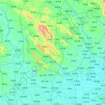 Topografische Karte 京山县, Höhe, Relief