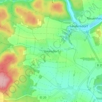 Topografische Karte Steinsdorf, Höhe, Relief