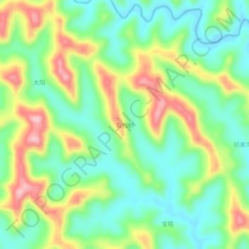 Topografische Karte 双柏树, Höhe, Relief