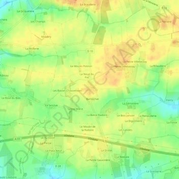 Topografische Karte La Chauvelière, Höhe, Relief