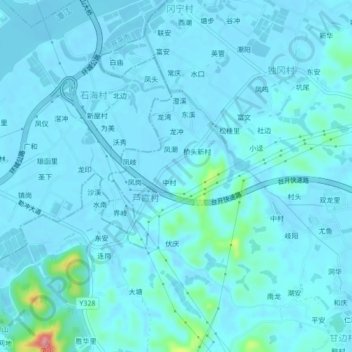 Topografische Karte 凤池, Höhe, Relief