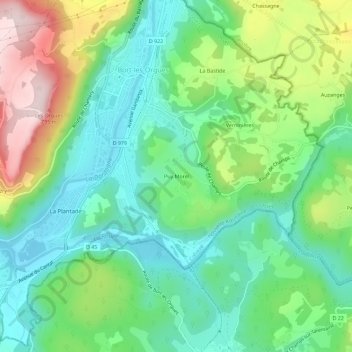 Topografische Karte Puy Morel, Höhe, Relief