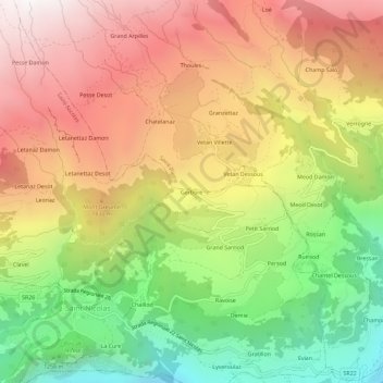 Topografische Karte Gerbore, Höhe, Relief