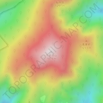 Topografische Karte 东天目山, Höhe, Relief