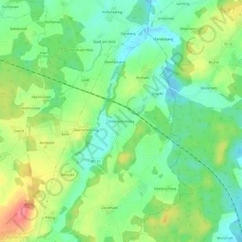 Topografische Karte Unterschnitzing, Höhe, Relief