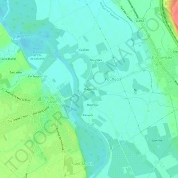 Topografische Karte Magasin, Höhe, Relief