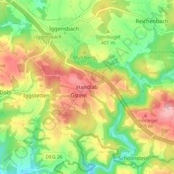 Topografische Karte Handlab, Höhe, Relief