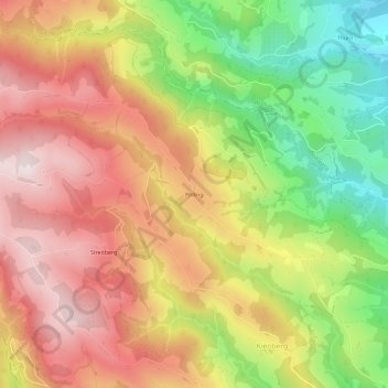 Topografische Karte Pölling, Höhe, Relief
