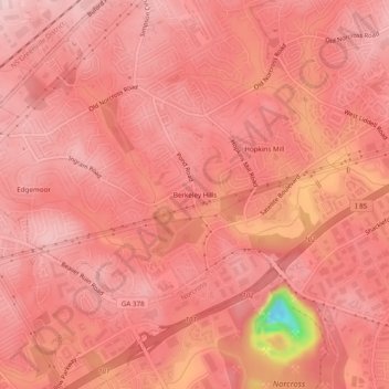 Topografische Karte Berkeley Hills, Höhe, Relief