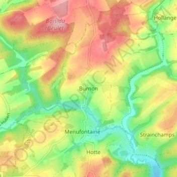 Topografische Karte Burnon, Höhe, Relief