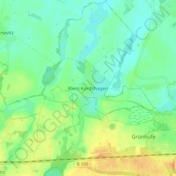 Topografische Karte Klein Kordshagen, Höhe, Relief