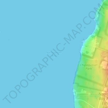 Topografische Karte Narragansett Bay, Höhe, Relief