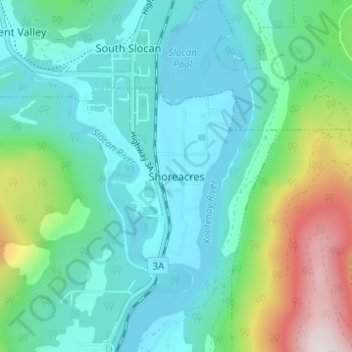 Topografische Karte Shoreacres, Höhe, Relief