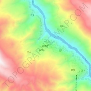 Topografische Karte 后所乡, Höhe, Relief