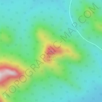 Topografische Karte Mount Hassell, Höhe, Relief